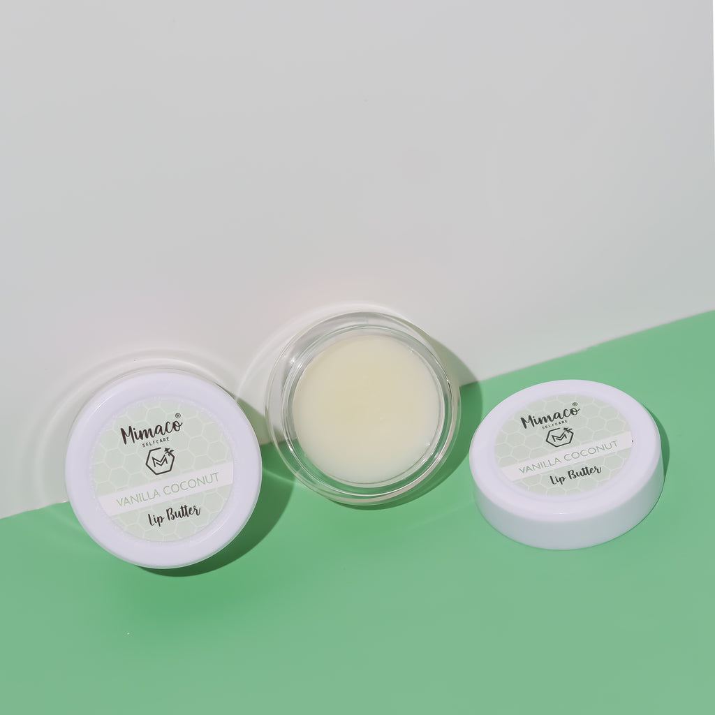 VANILLA COCONUT - Lip Butter with Shea butter and coconut oil, hydrates and nourishes dry chapped lips, non tinted vegan formula 6g