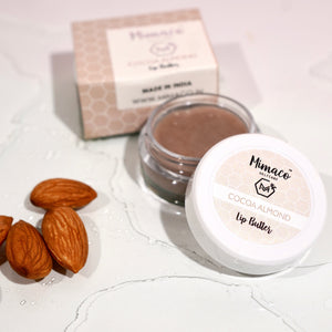 COCOA ALMOND - Lip Butter with cocoa butter and almond oil, nourishes and protects dry chapped lips, non tinted vegan formula 6g